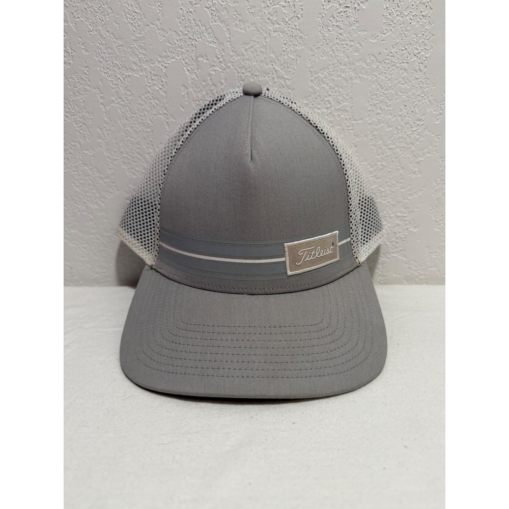 Titleist Golf Hat Grey White Mesh Trucker Snapback Cap Adjustable Mens